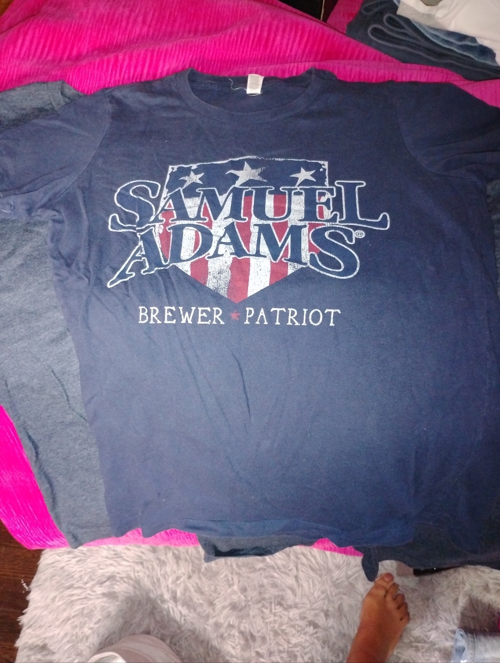 Samuel Adams Navy Brewer Patriot Short Sleeve Tee L